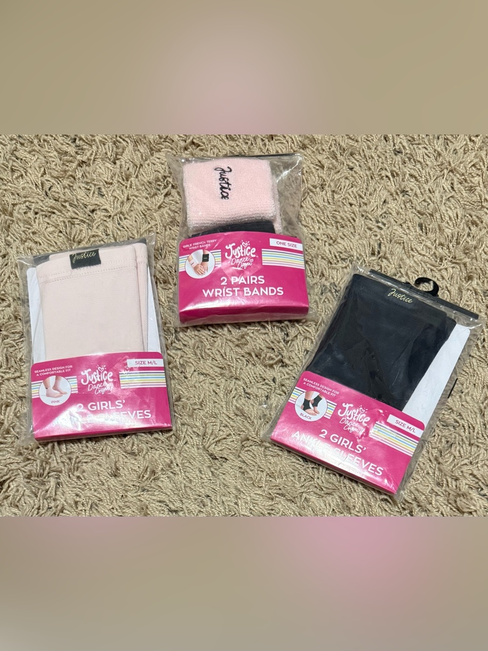 Justice Ankle Sleeves And Wristbands Bundle Ankle Sleeves Are A Size: M/L